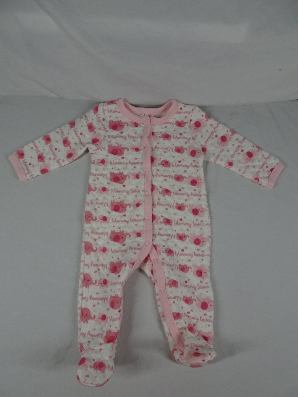 Little Beginnings Baby Girl One Piece Footie Elephants Mommy Loves Me Size 3-6 M